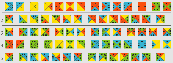 order of square dominoes and pentagonal figure of five elements